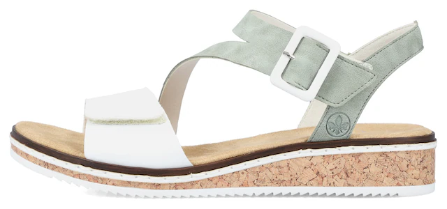 Rieker Riemchensandale Sommerschuh, Sandalette, Keilabsatz, mit asymmetrischem Riemchen