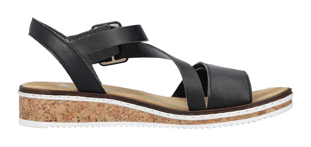 Rieker Riemchensandale Sommerschuh, Sandalette, Keilabsatz, mit asymmetrischem Riemchen