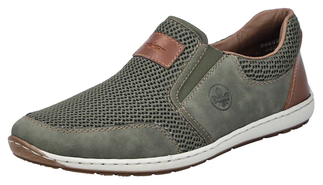 Rieker Slipper Sommerschuh, Schlupfschuh, Freizeitschuh mit kontrastfarbenen Besätzen