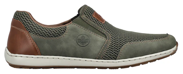 Rieker Slipper Sommerschuh, Schlupfschuh, Freizeitschuh mit kontrastfarbenen Besätzen