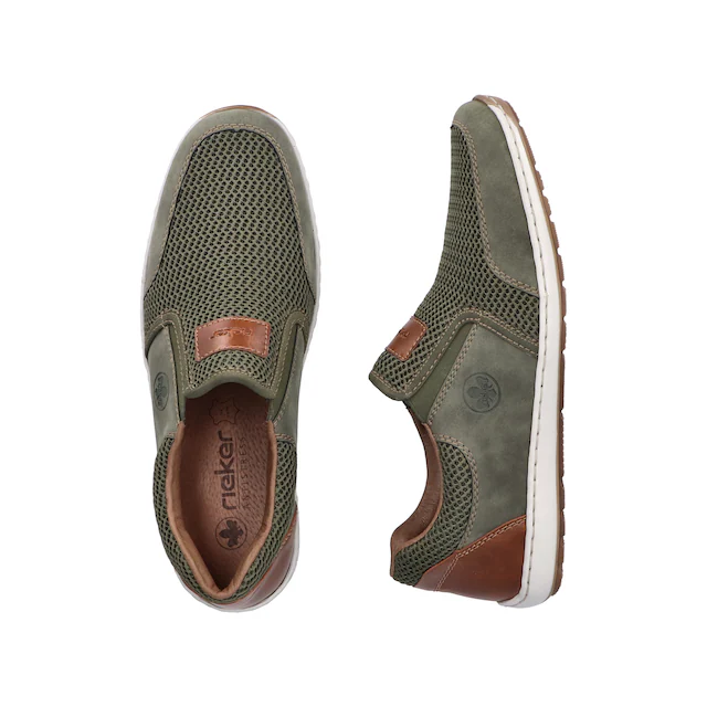 Rieker Slipper Sommerschuh, Schlupfschuh, Freizeitschuh mit kontrastfarbenen Besätzen