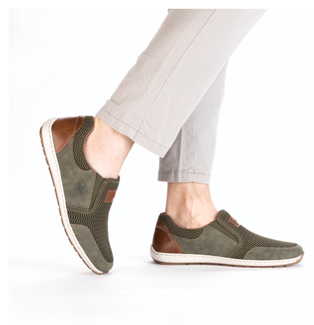 Rieker Slipper Sommerschuh, Schlupfschuh, Freizeitschuh mit kontrastfarbenen Besätzen