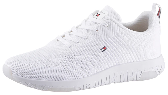 Tommy Hilfiger Sneaker »CORPORATE KNIT RIB RUNNER« , Freizeitschuh, Halbschuh, Schnürschuh mit seitlicher Logoflagge