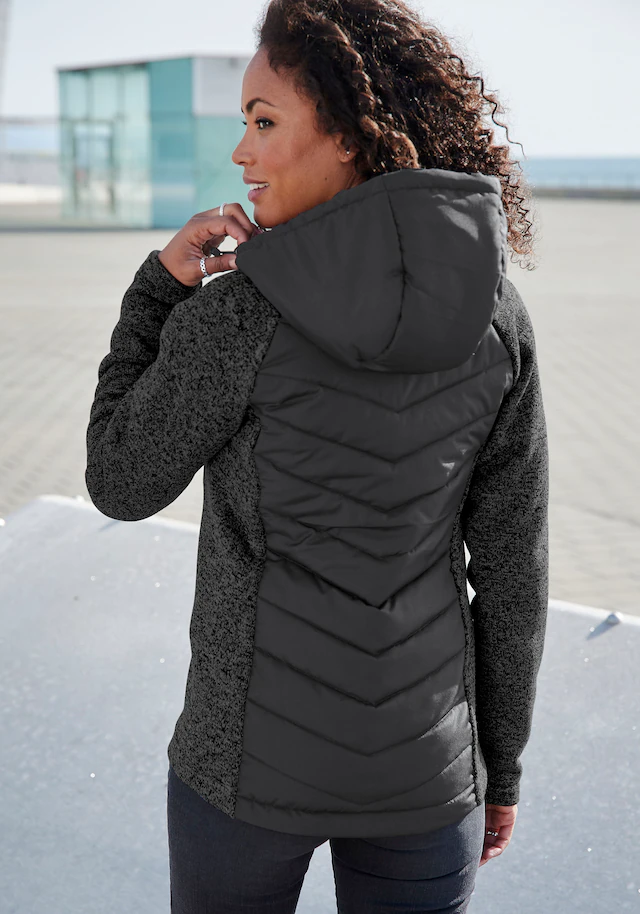 Vivance Steppjacke mit Kapuze mit Strickfleece-Ärmeln