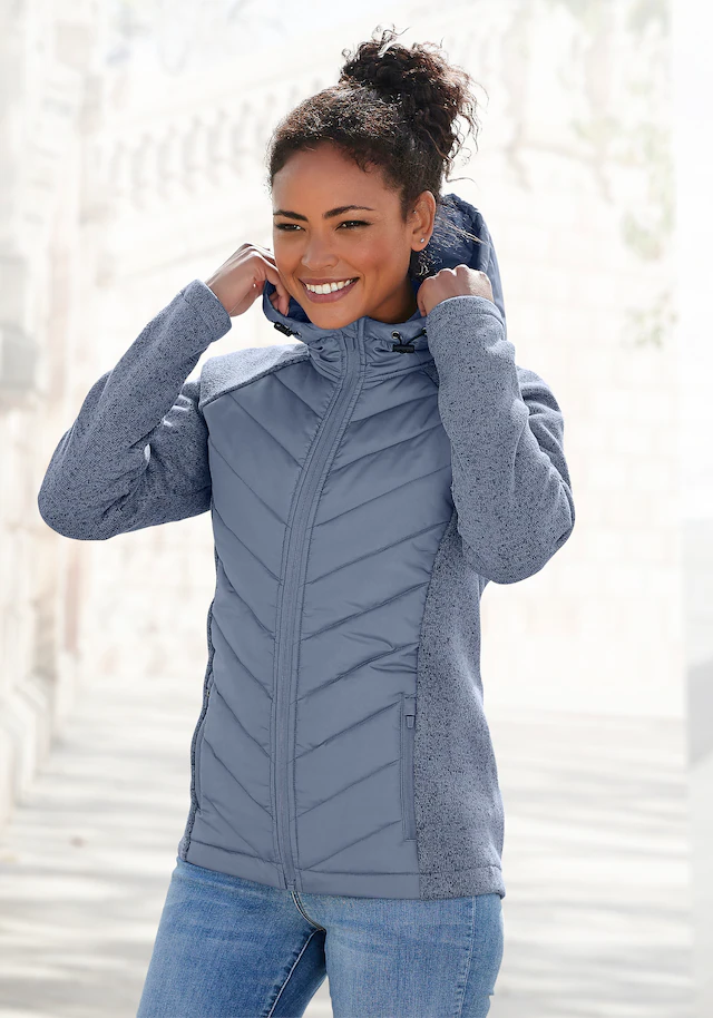 Vivance Steppjacke mit Kapuze mit Strickfleece-Ärmeln