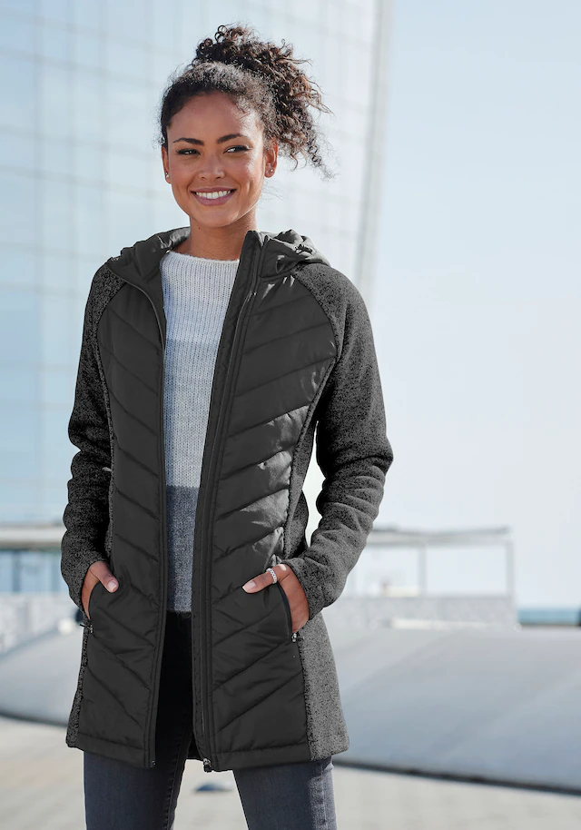 Vivance Steppjacke mit Kapuze mit Strickfleece-Ärmeln