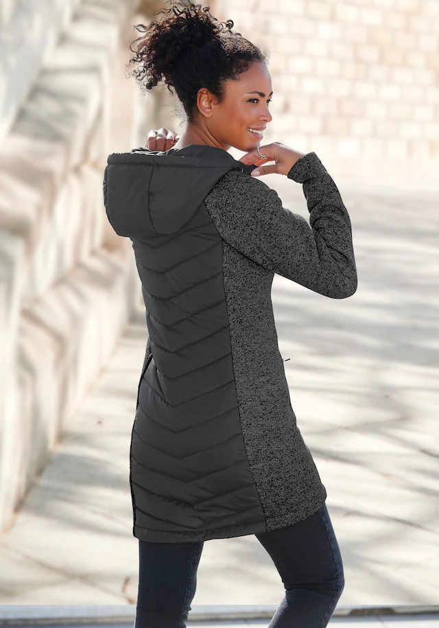 Vivance Steppjacke mit Kapuze mit Strickfleece-Ärmeln