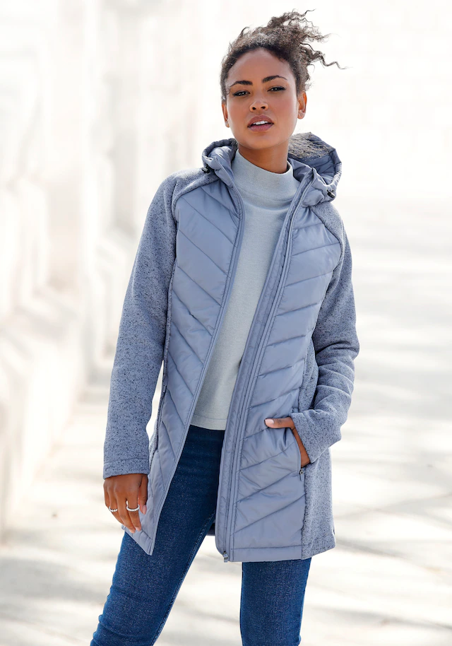 Vivance Steppjacke mit Kapuze mit Strickfleece-Ärmeln