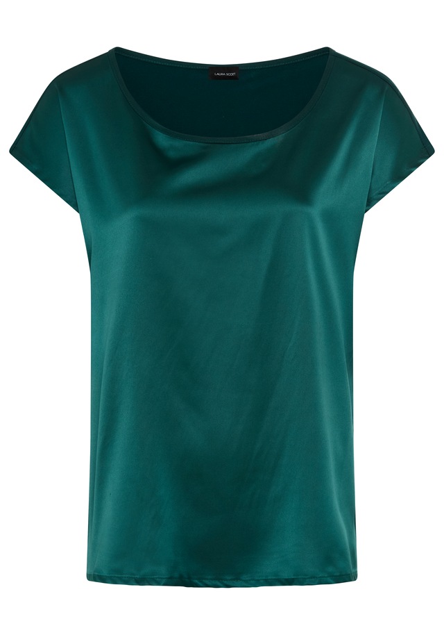 Laura Scott Shirtbluse »mit Satin-Vorderteil und hochflexiblen Jersey-Rücken« lockere Passfrom, zeitlos & gut zu kombinieren
