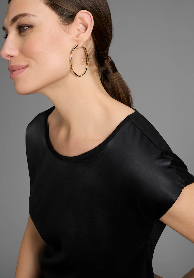 Laura Scott Shirtbluse »mit Satin-Vorderteil und hochflexiblen Jersey-Rücken« lockere Passfrom, zeitlos & gut zu kombinieren