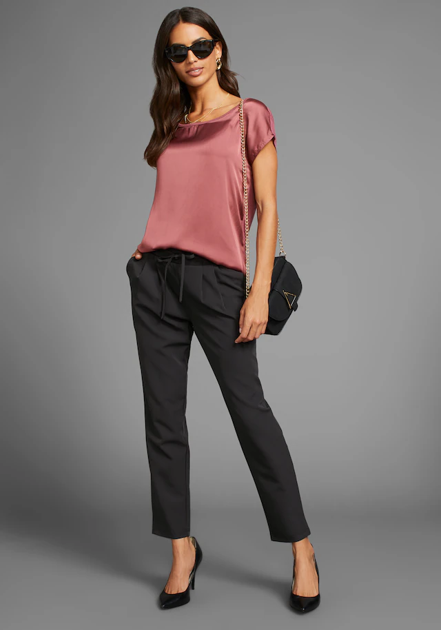 Laura Scott Shirtbluse »mit Satin-Vorderteil und hochflexiblen Jersey-Rücken« lockere Passfrom, zeitlos & gut zu kombinieren