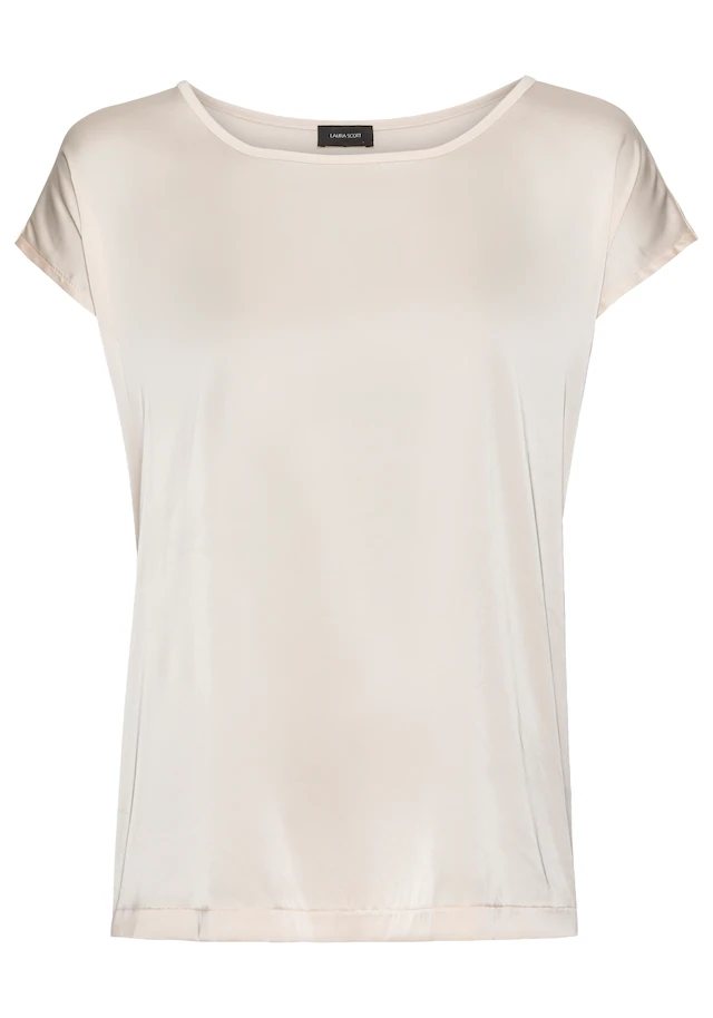 Laura Scott Shirtbluse »mit Satin-Vorderteil und hochflexiblen Jersey-Rücken« lockere Passfrom, zeitlos & gut zu kombinieren