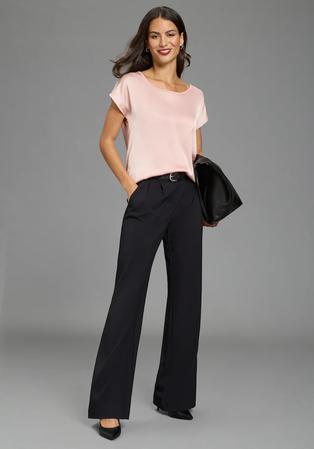 Laura Scott Shirtbluse »mit Satin-Vorderteil und hochflexiblen Jersey-Rücken« lockere Passfrom, zeitlos & gut zu kombinieren