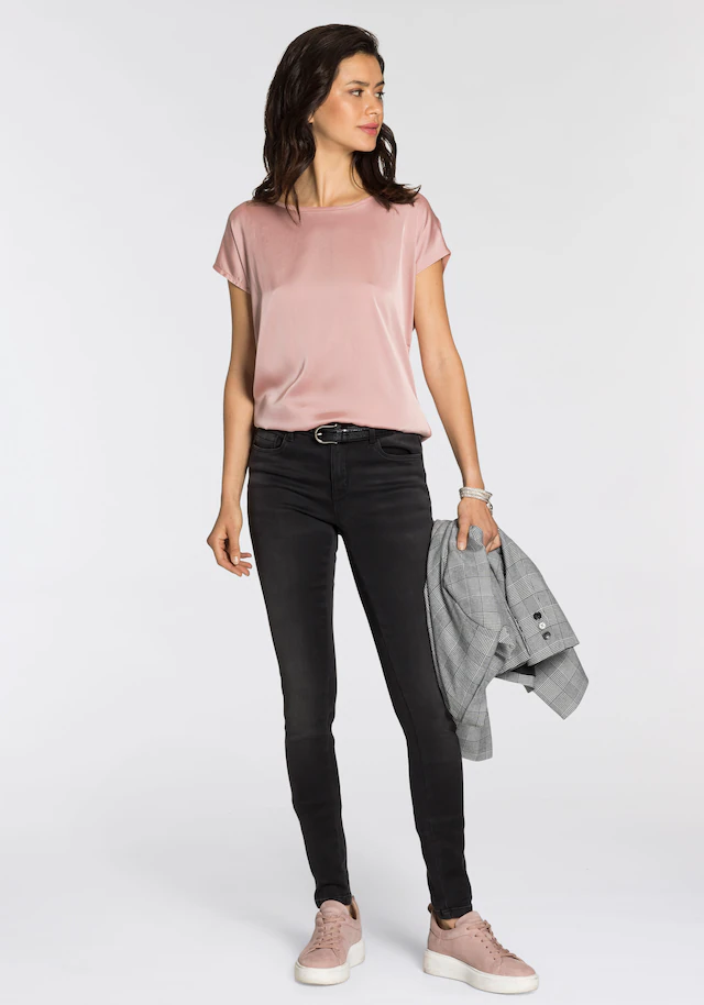 Laura Scott Shirtbluse »mit Satin-Vorderteil und hochflexiblen Jersey-Rücken« lockere Passfrom, zeitlos & gut zu kombinieren