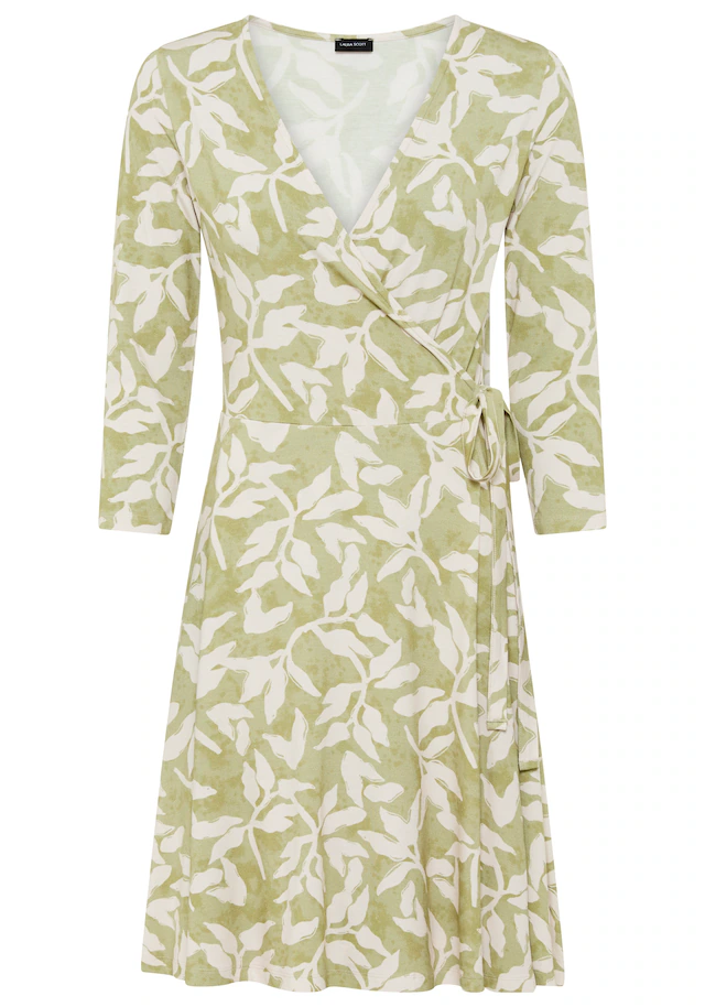 Laura Scott Sommerkleid »aus elastischer Shirtware« femininer Stil, für entspannte Tage, mit V-Ausschnitt, mit 3/4-Ärmeln