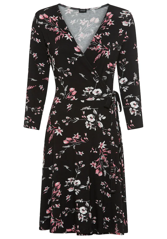 Laura Scott Sommerkleid »aus elastischer Shirtware« femininer Stil, für entspannte Tage, mit V-Ausschnitt, mit 3/4-Ärmeln