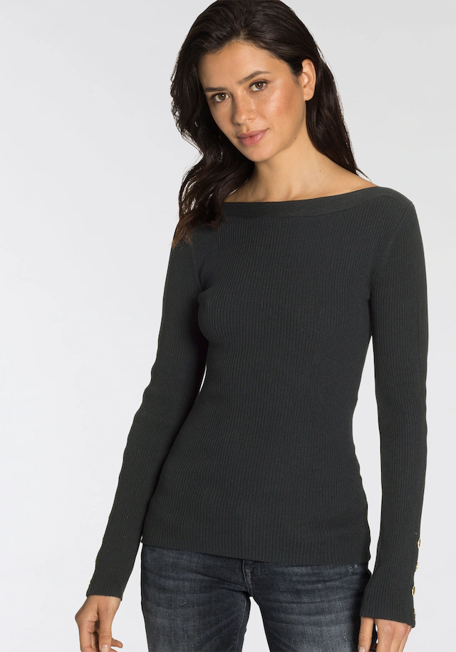 Melrose Strickpullover aus Rippqualität mit Knöpfen