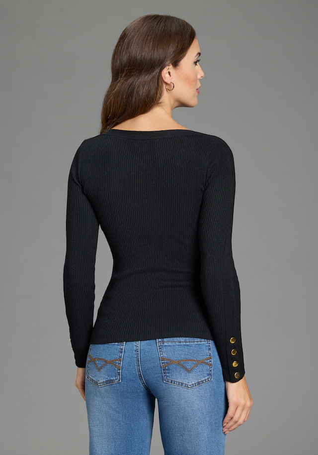 Melrose Strickpullover aus Rippqualität mit Knöpfen