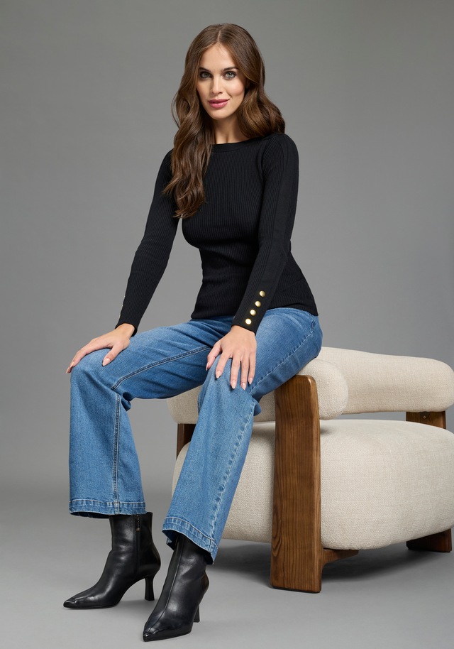 Melrose Strickpullover aus Rippqualität mit Knöpfen