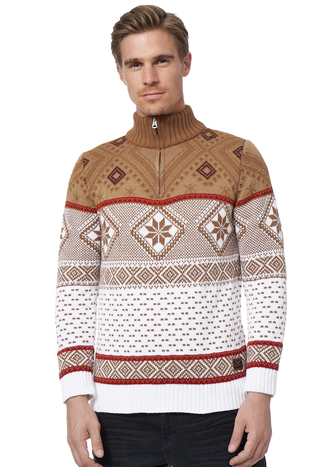 Rusty Neal Strickpullover mit winterlichem Muster