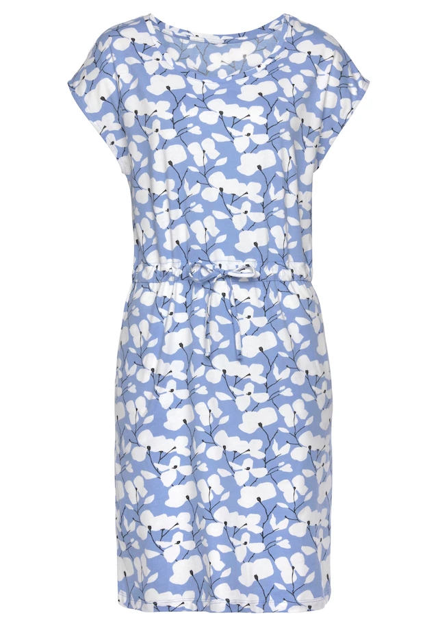 Beachtime by Lascana Jerseykleid »mit Blumenmuster und Taschen, Sommerkleid aus Baumwoll-Mix« Eingrifftaschen Strandkleid mit kurzen Ärmeln, Freizeitkleid, casual