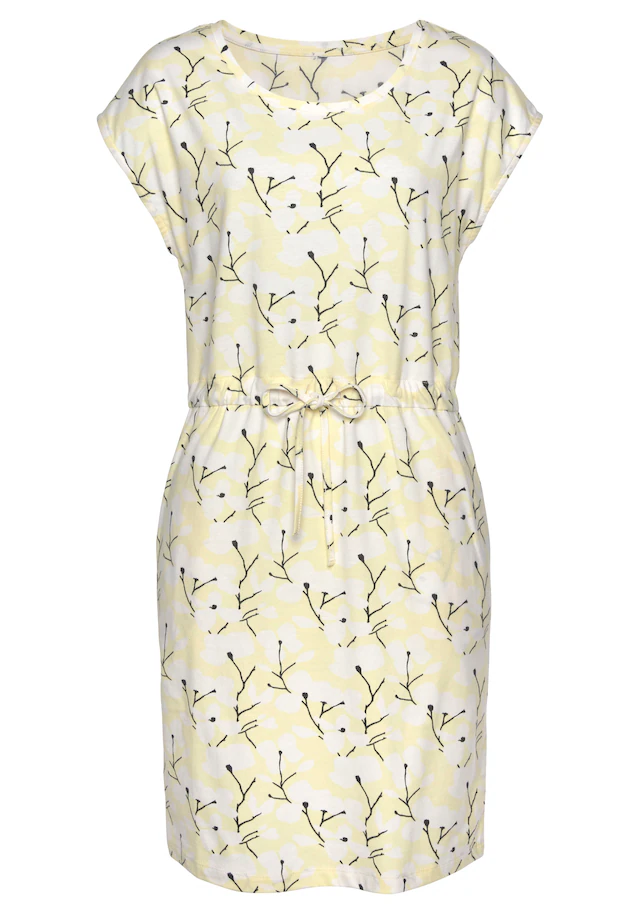 Beachtime by Lascana Jerseykleid »mit Blumenmuster und Taschen, Sommerkleid aus Baumwoll-Mix« Eingrifftaschen Strandkleid mit kurzen Ärmeln, Freizeitkleid, casual