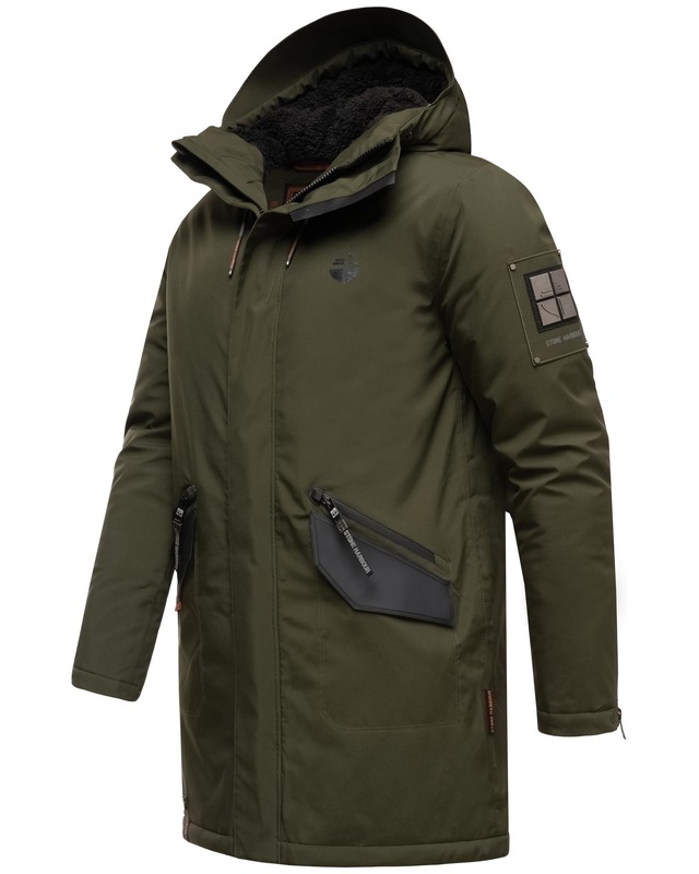 Stone Harbour Wintermantel »Ragaan« modischer Herren Winterparka mit Teddyfell Futter