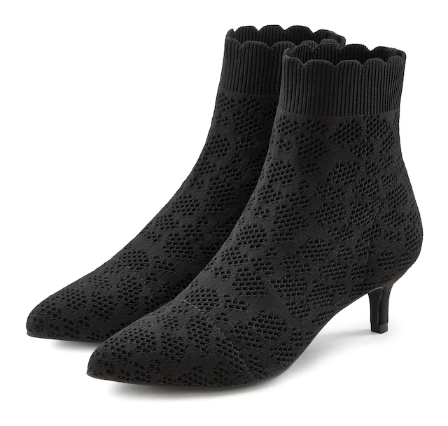 LASCANA Ankleboots »Sock Boot, High Heel Stiefelette, Stiefel,« aus elegant elastischer Spitze