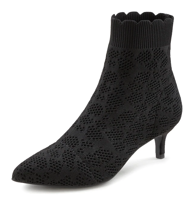 LASCANA Ankleboots »Sock Boot, High Heel Stiefelette, Stiefel,« aus elegant elastischer Spitze