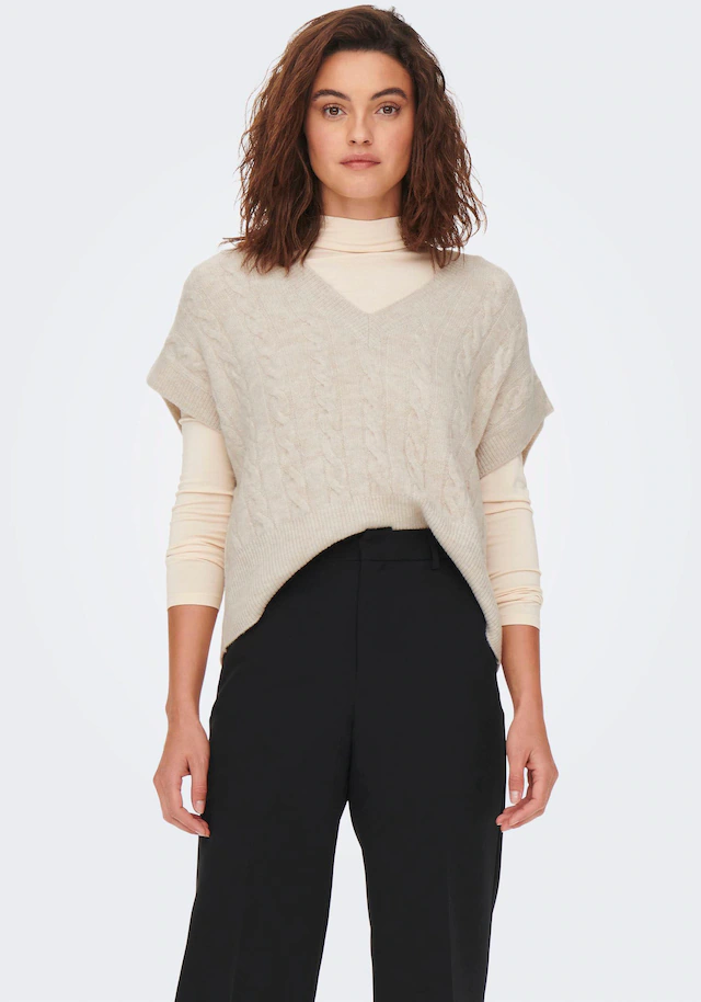 ONLY Kurzarmpullover »ONLMELODY VEST KNT« Materialmix, regular fit