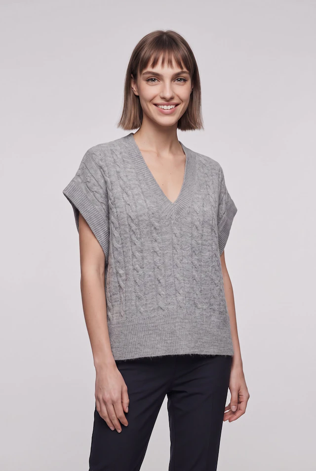 ONLY Kurzarmpullover »ONLMELODY VEST KNT« Materialmix, regular fit
