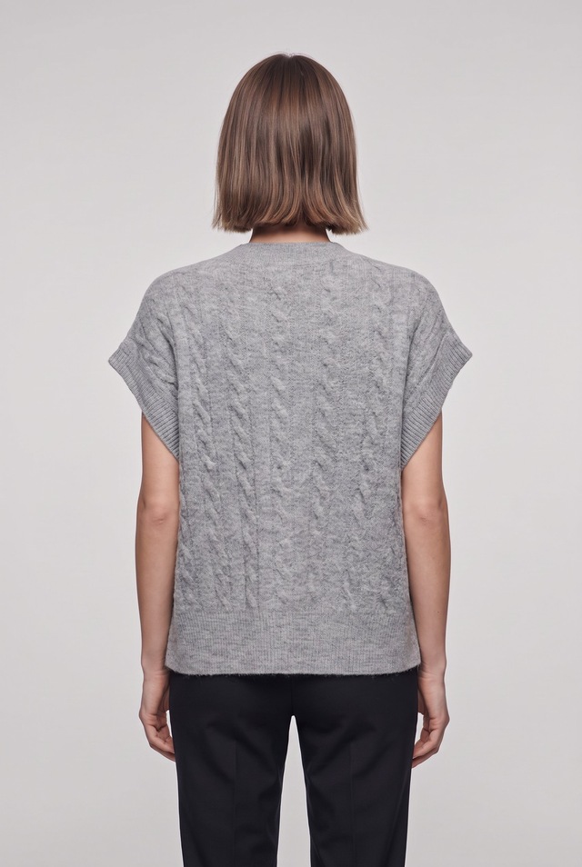 ONLY Kurzarmpullover »ONLMELODY VEST KNT« Materialmix, regular fit
