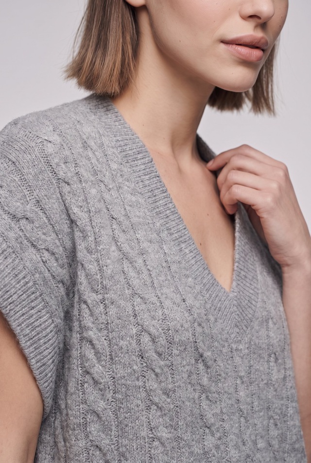 ONLY Kurzarmpullover »ONLMELODY VEST KNT« Materialmix, regular fit