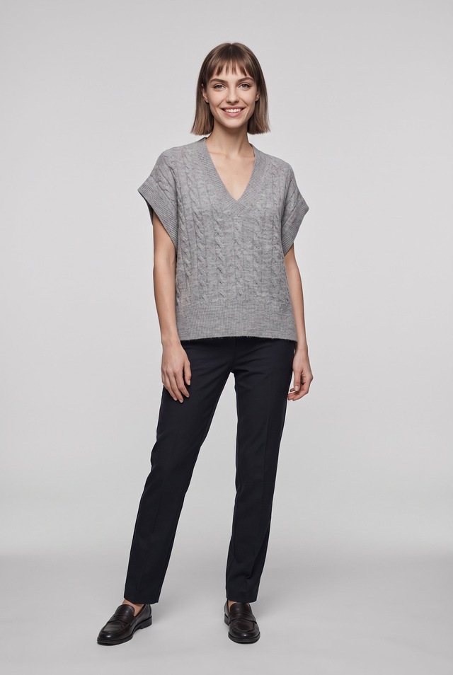 ONLY Kurzarmpullover »ONLMELODY VEST KNT« Materialmix, regular fit