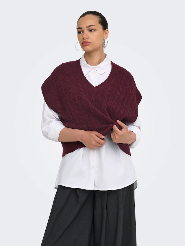 ONLY Kurzarmpullover »ONLMELODY VEST KNT« Materialmix, regular fit