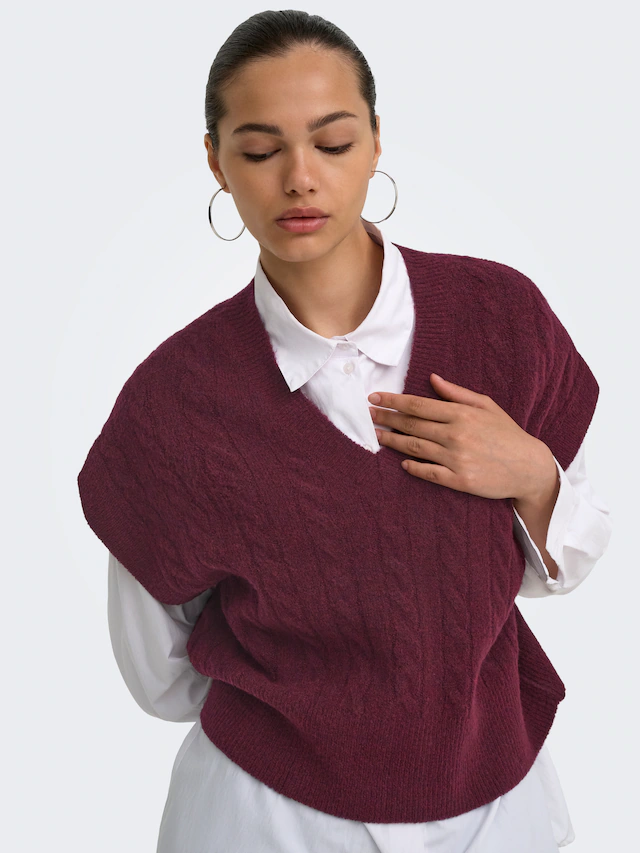ONLY Kurzarmpullover »ONLMELODY VEST KNT« Materialmix, regular fit