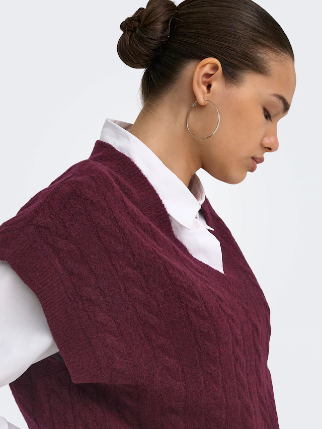 ONLY Kurzarmpullover »ONLMELODY VEST KNT« Materialmix, regular fit