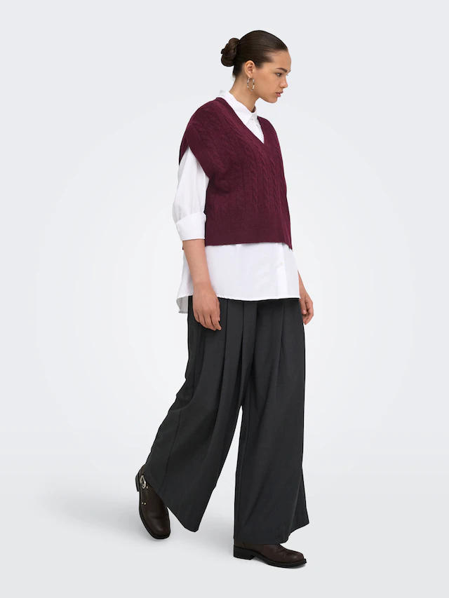 ONLY Kurzarmpullover »ONLMELODY VEST KNT« Materialmix, regular fit