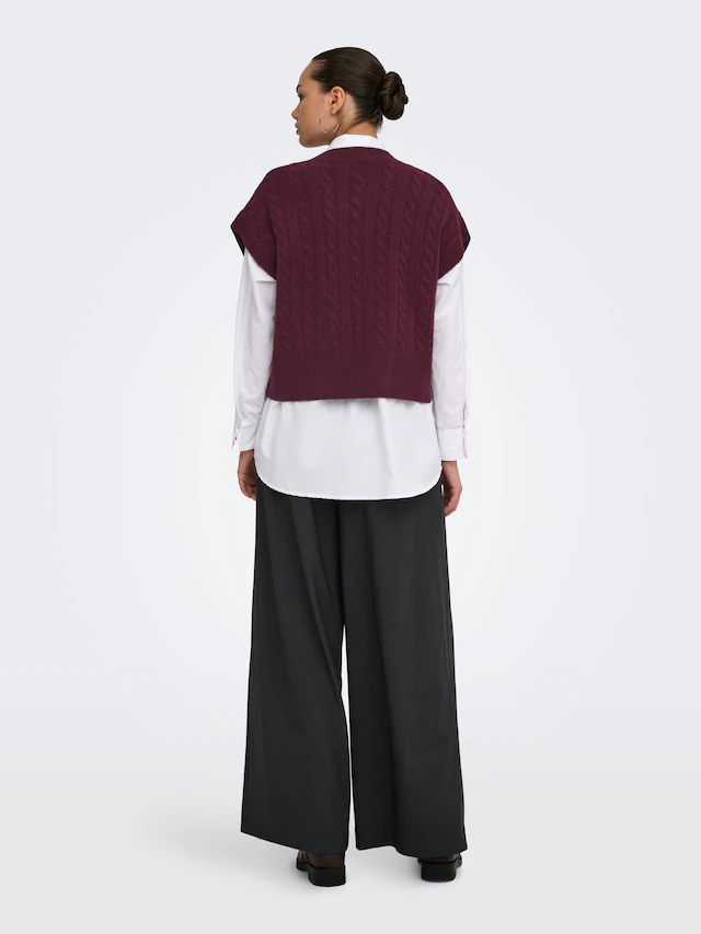 ONLY Kurzarmpullover »ONLMELODY VEST KNT« Materialmix, regular fit