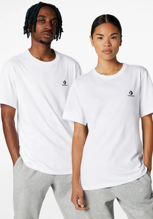 Converse T-Shirt »GO-TO EMBROIDERED STAR CHEVRON TEE« mit Rundhalsausschnitt, Kurzarm, aus Baumwolle, in Single Jersey