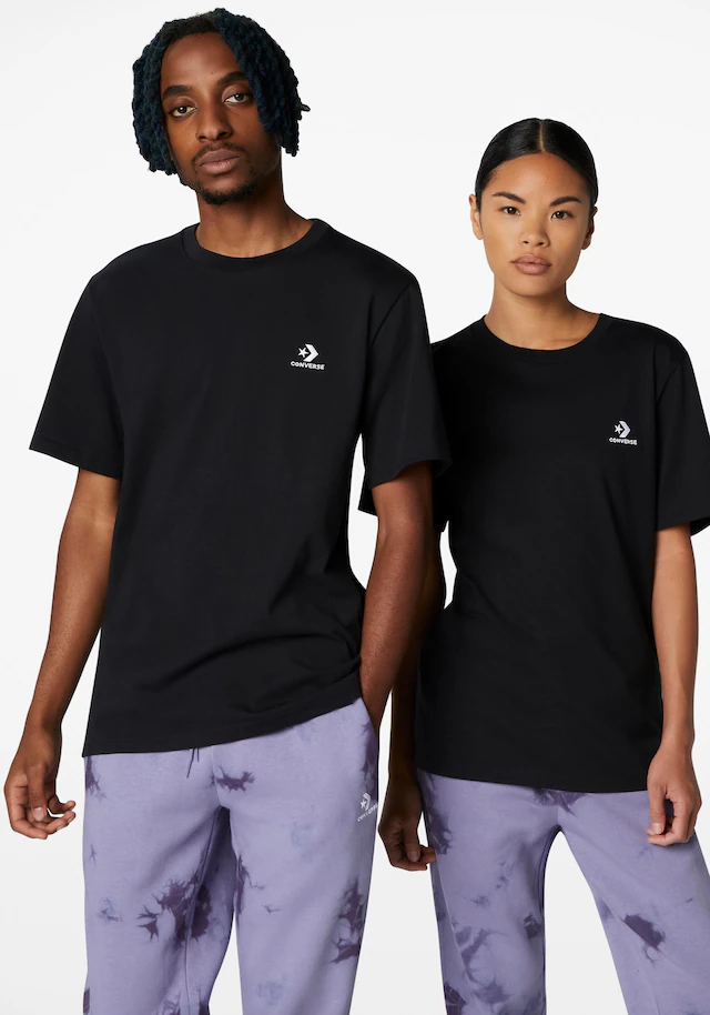 Converse T-Shirt »GO-TO EMBROIDERED STAR CHEVRON TEE« mit Rundhalsausschnitt, Kurzarm, aus Baumwolle, in Single Jersey