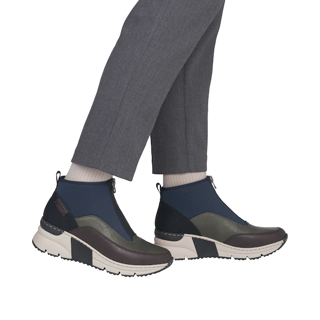 Rieker Schlupfboots Stiefelette, High Top Sneaker mit Reißverschluss auf der Vorderseite