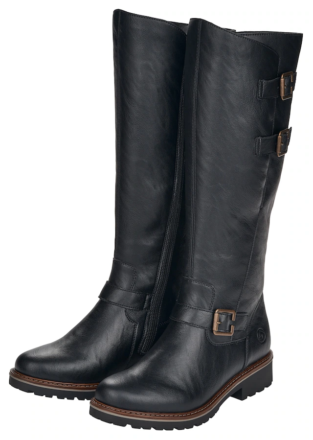 Remonte Winterstiefel , Blockabsatz, Langschaftstiefel, Wechselfußbett, XL-Schaft