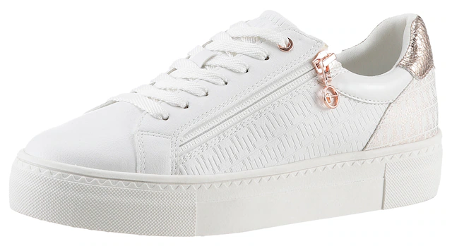 Tamaris Plateausneaker Freizeitschuh, Halbschuh, Schnürer mit Besätzen und Glitzerdetails