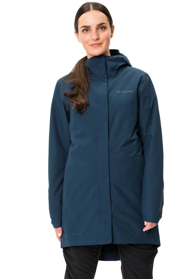 VAUDE Funktionsmantel »WOMEN'S CYCLIST PADDED PARKA II« wasserdicht, winddicht, atmungsaktiv, mit reflektierenden Details