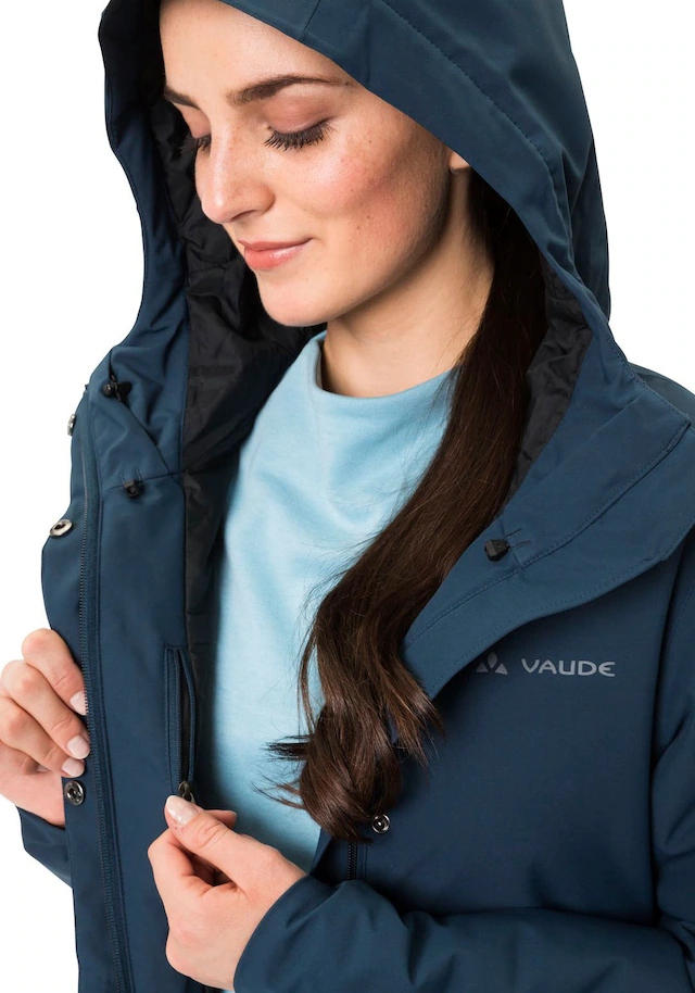 VAUDE Funktionsmantel »WOMEN'S CYCLIST PADDED PARKA II« wasserdicht, winddicht, atmungsaktiv, mit reflektierenden Details