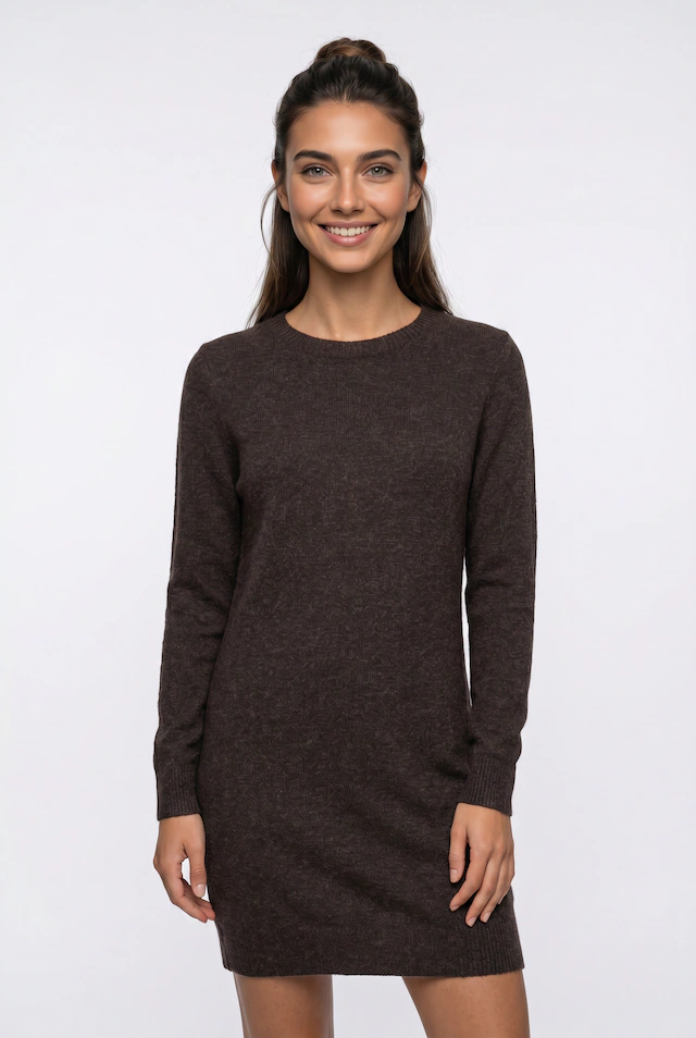 Vero Moda Strickkleid »VMDOFFY LS O-NECK DRESS GA NOOS« Materialmix mit Stretch, locker geschnitten