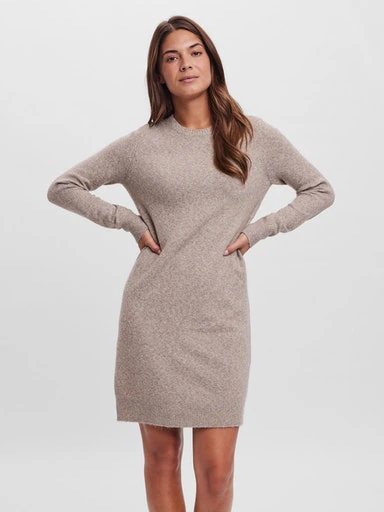 Vero Moda Strickkleid »VMDOFFY LS O-NECK DRESS GA NOOS« Materialmix mit Stretch, locker geschnitten