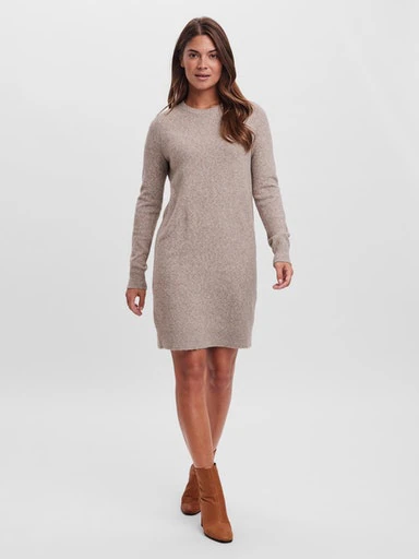 Vero Moda Strickkleid »VMDOFFY LS O-NECK DRESS GA NOOS« Materialmix mit Stretch, locker geschnitten