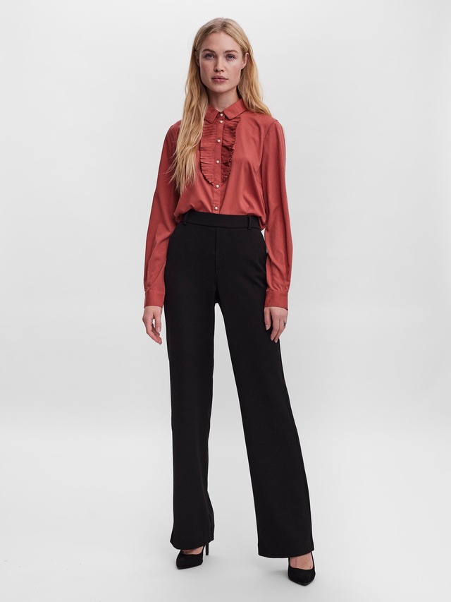 Vero Moda Anzughose »VMMAYA MR STRAIGHT SOLID PANT« Materialmix, mit Stretch, mide rise, straight fit